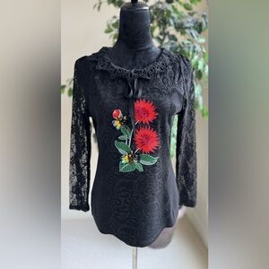 Lace Sleeve Sequin Top